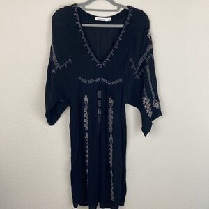 Bishop + Young Bat Wing Sleeve Embroidered Boho Dress size Small